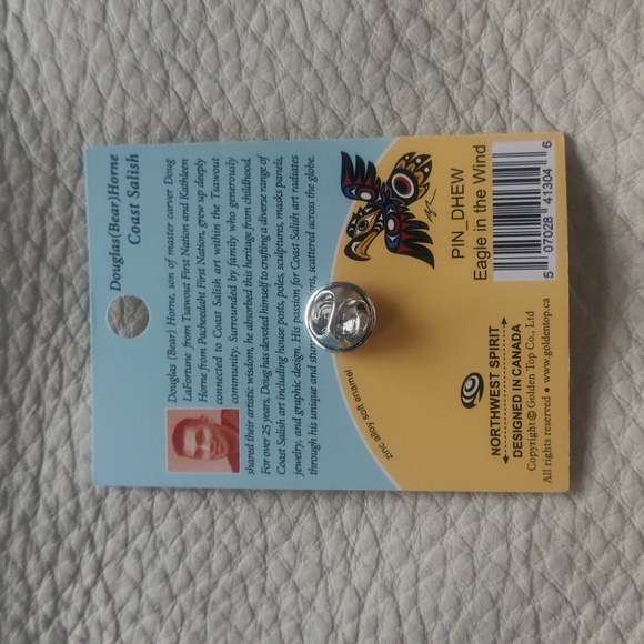 'Eagle in the Wind' Pin Indigenous Design by Douglas Horne, Coast Salish - Picture 2 of 4